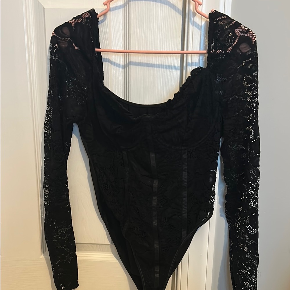 Black Lace Corset Bodysuit